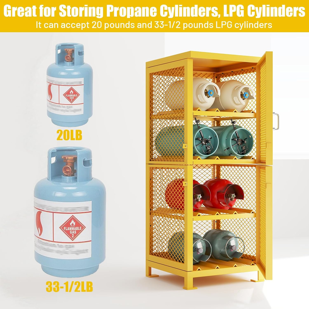 8-Cylinder Propane Tank Storage Cage, 30" L x 30" W x 71.7" H, Lockable Steel Cabinet