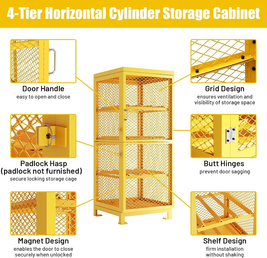 8-Cylinder Propane Tank Storage Cage, 30" L x 30" W x 71.7" H, Lockable Steel Cabinet